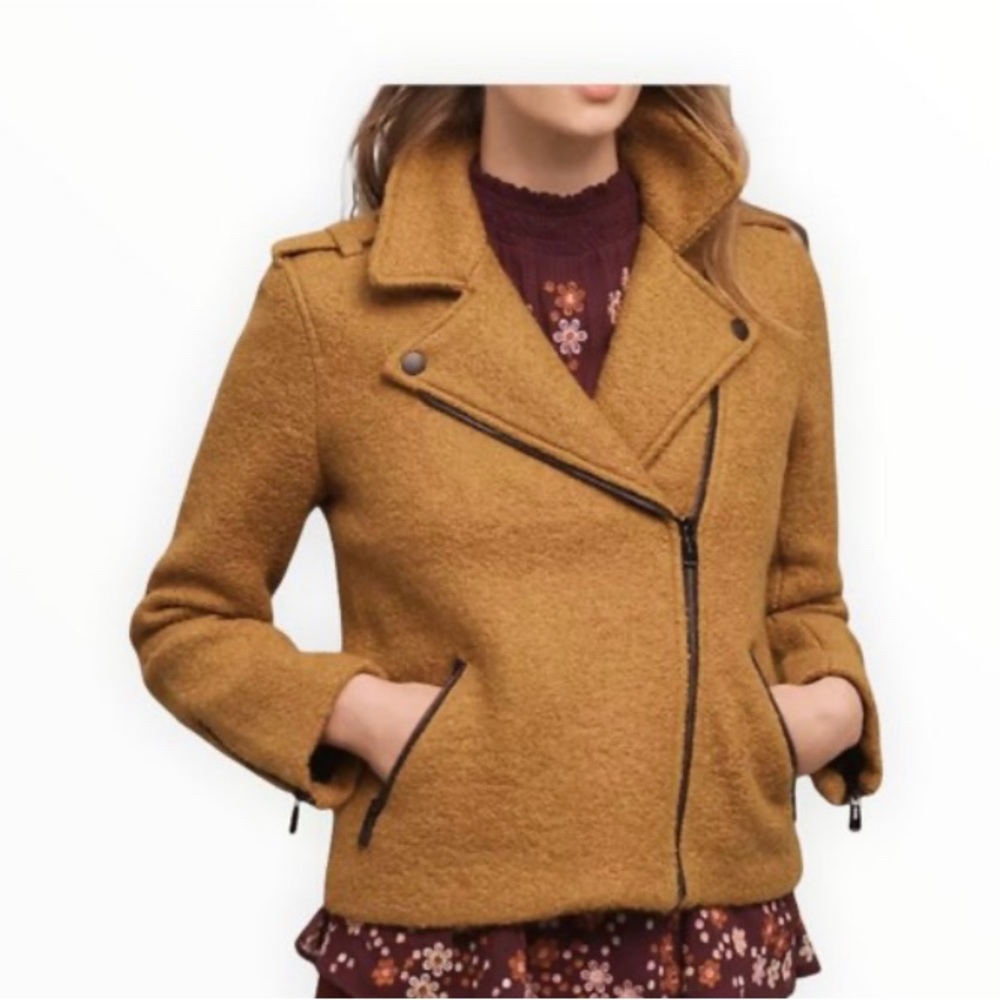 Anthropologie Cartonnier mustard moto jacket